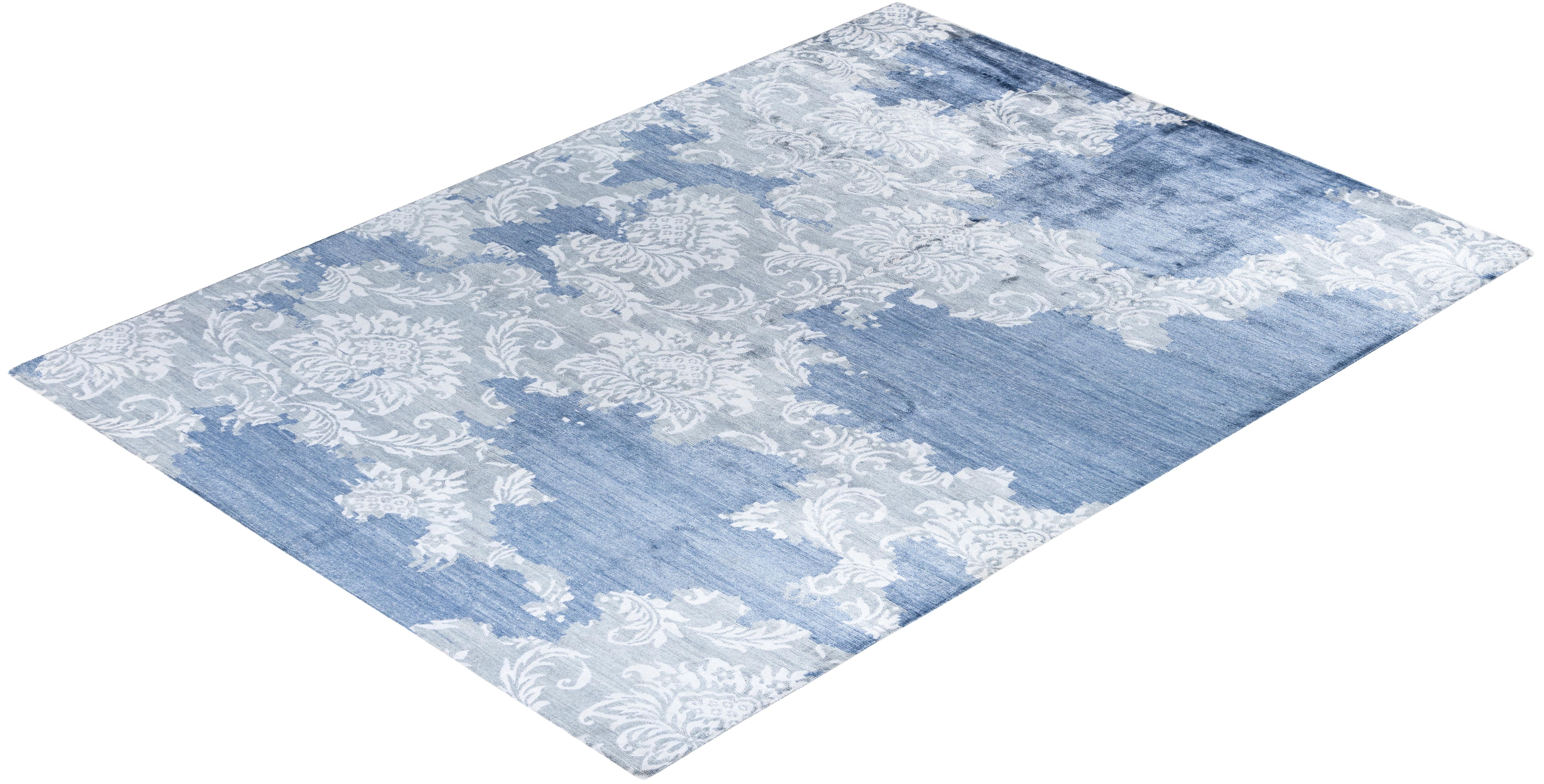 Contemporary Modern Hand Knotted Abstract Silk Gray Area Rug 9' 0