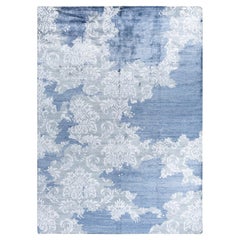 Contemporary Modern Hand Knoted Abstract Silk Gray Area Rugs 9' 0" x 12' 2"