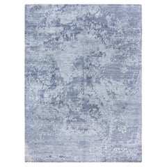 Contemporary Modern Hand Knotted Abstract Silk Gray Area Rug 9' 0" x 12' 2"