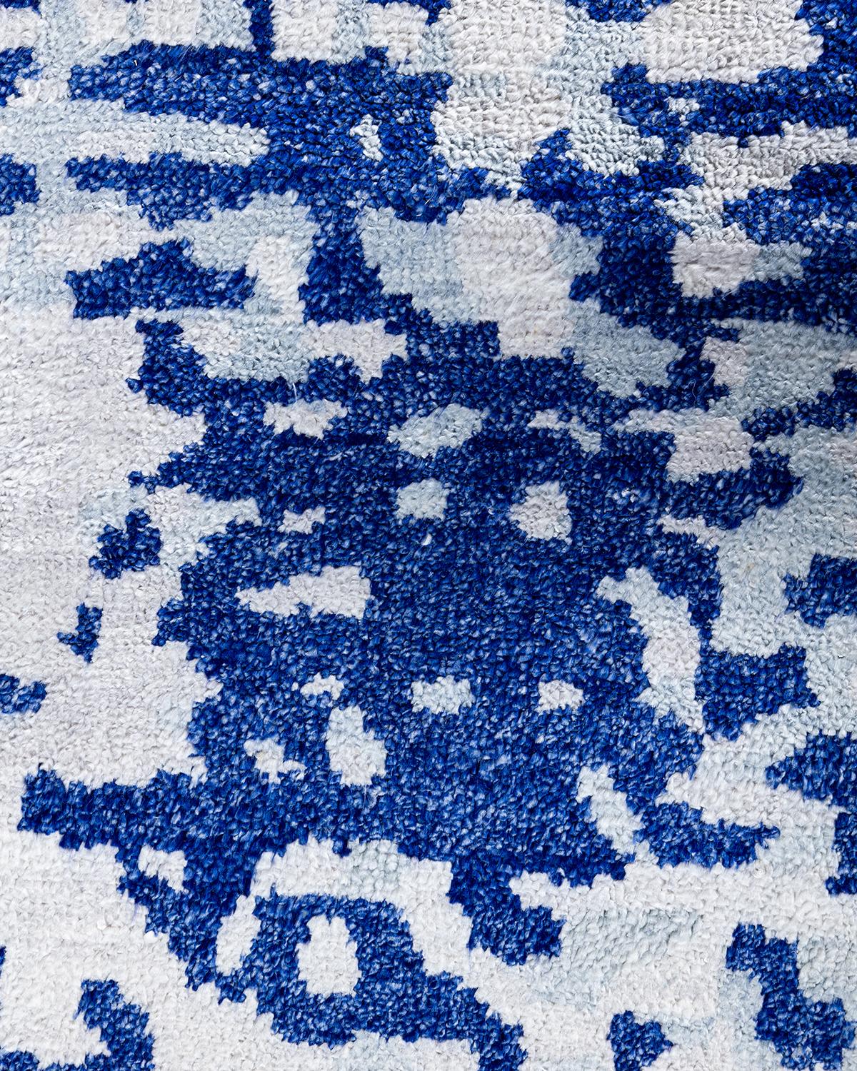 Contemporary Modern Hand Knotted Abstract Silk Gray Area Rug 9' 1
