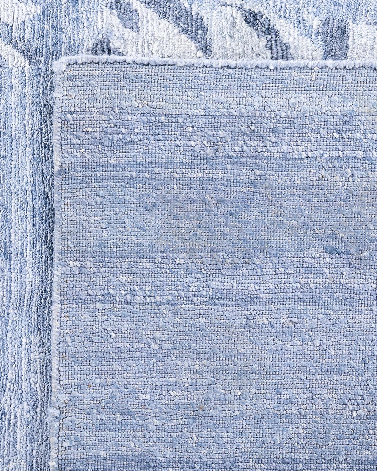 Contemporary Modern Hand Knoted Abstract Silk Gray Area Rugs 9' 1