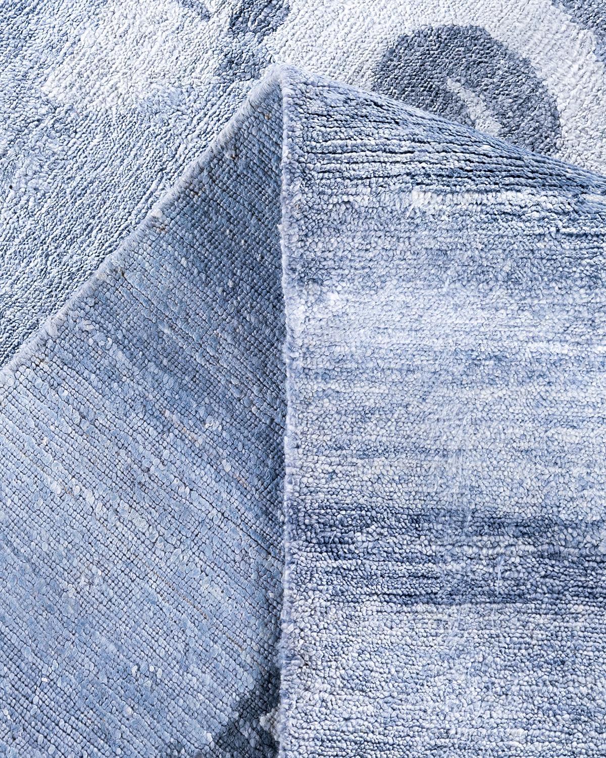 XXI secolo e contemporaneo Contemporary Modern Hand Knoted Abstract Silk Gray Area Rugs 9' 1