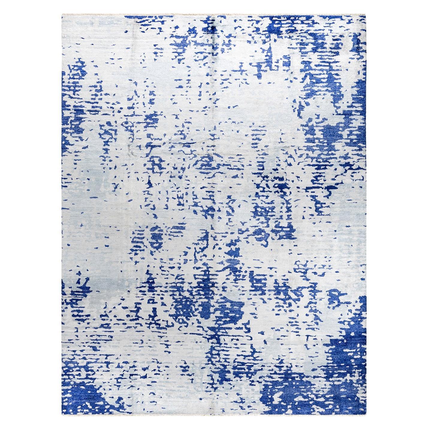 Contemporary Modern Hand Knotted Abstract Silk Gray Area Rug 9' 1" x 11' 10"