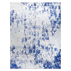 Contemporary Modern Hand Knotted Abstract Silk Gray Area Rug 9' 1" x 11' 10"