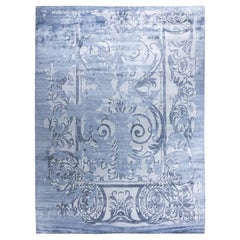 Contemporary Modern Hand Knotted Abstract Silk Gray Area Rug 9' 1" x 11' 10" (tapis contemporain moderne en soie abstraite nouée à la main)