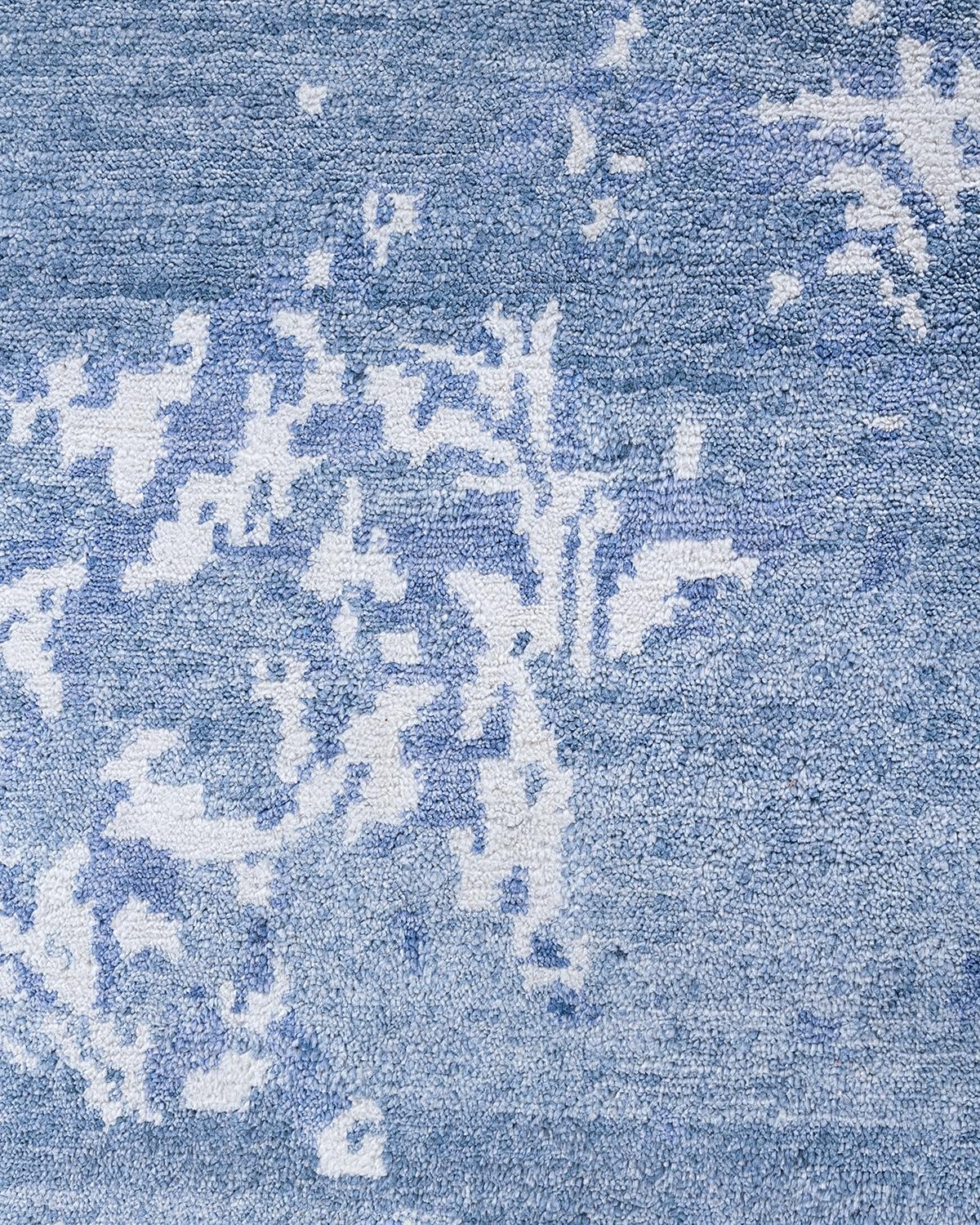 Indiano Tappeto moderno e contemporaneo in seta astratta annodata a mano di colore grigio 9' 1