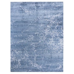 Contemporary Modern Hand Knotted Abstract Silk Gray Area Rug 9' 1" x 12' 0"