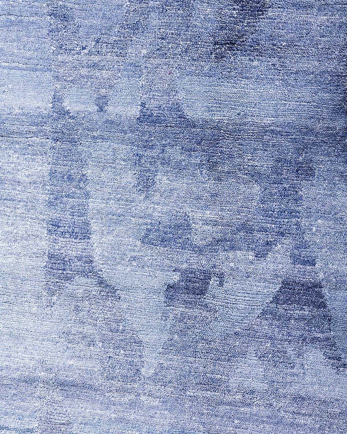 Contemporary Modern Hand Knotted Abstract Silk Gray Area Rug 9' 1