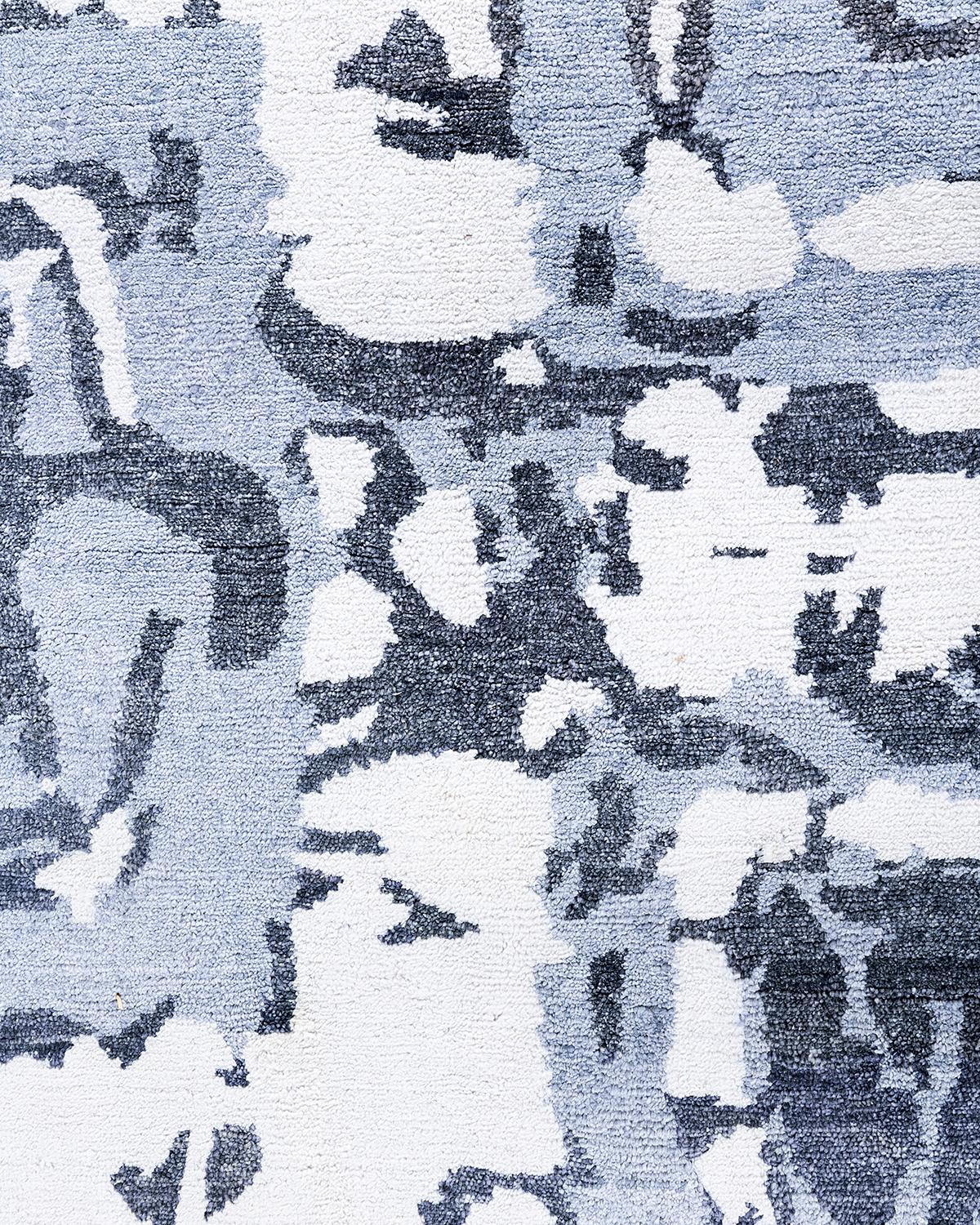 Alfombra de seda abstracta anudada a mano, moderna y contemporánea 9' 1
