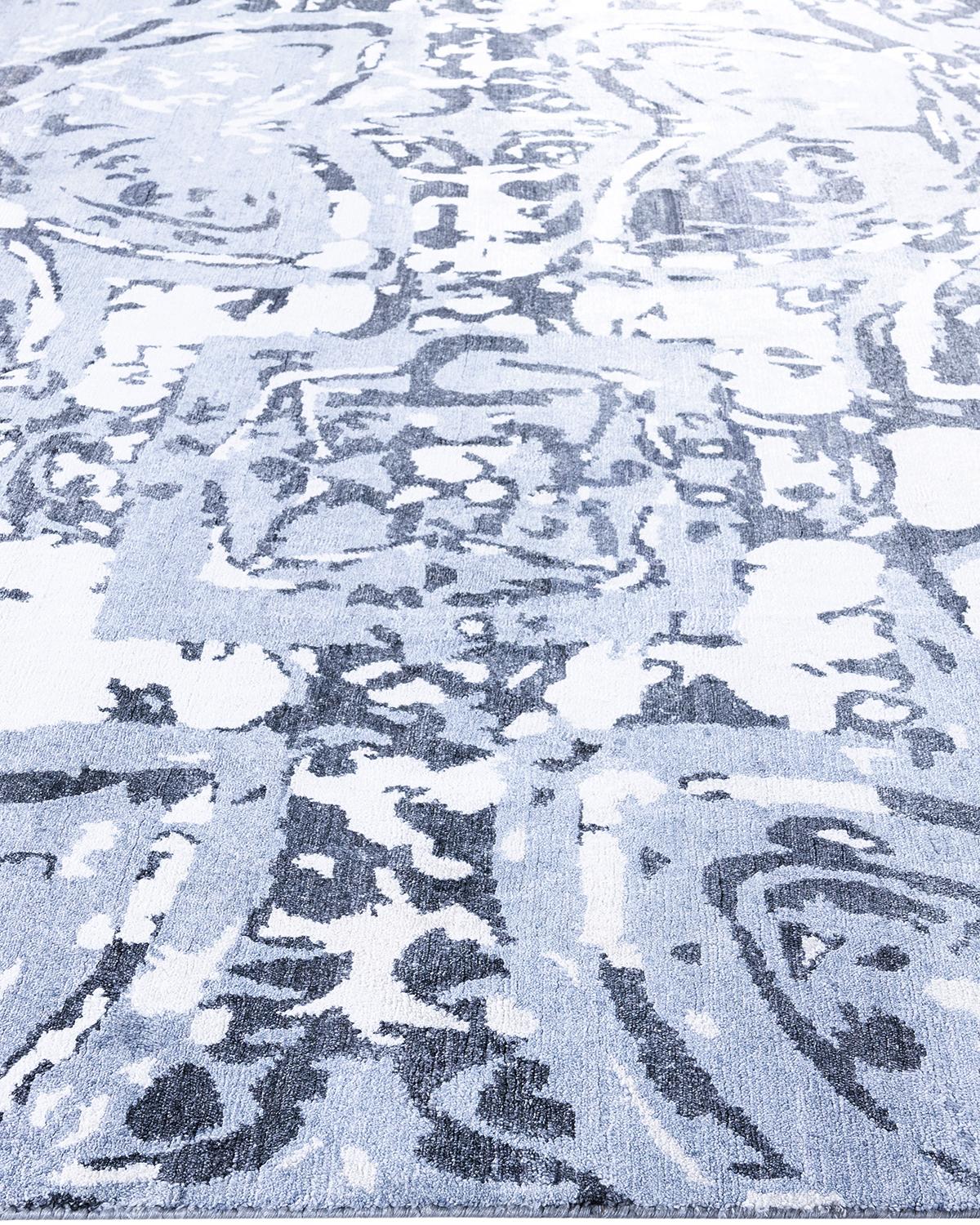Alfombra de seda abstracta anudada a mano, moderna y contemporánea 9' 1