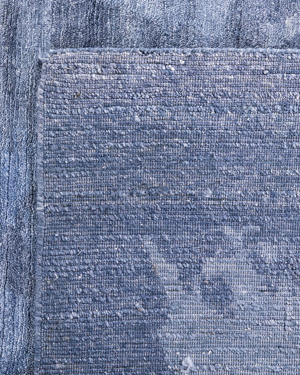 Contemporary Modern Hand Knotted Abstract Silk Gray Area Rug 9' 1