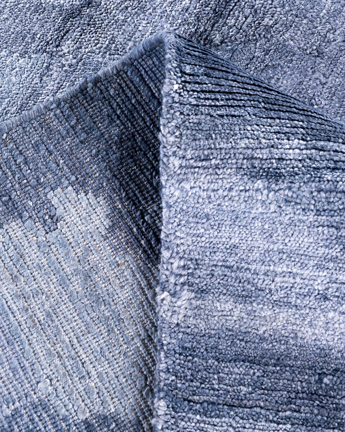 Contemporary Modern Hand Knotted Abstract Silk Gray Area Rug 9' 1