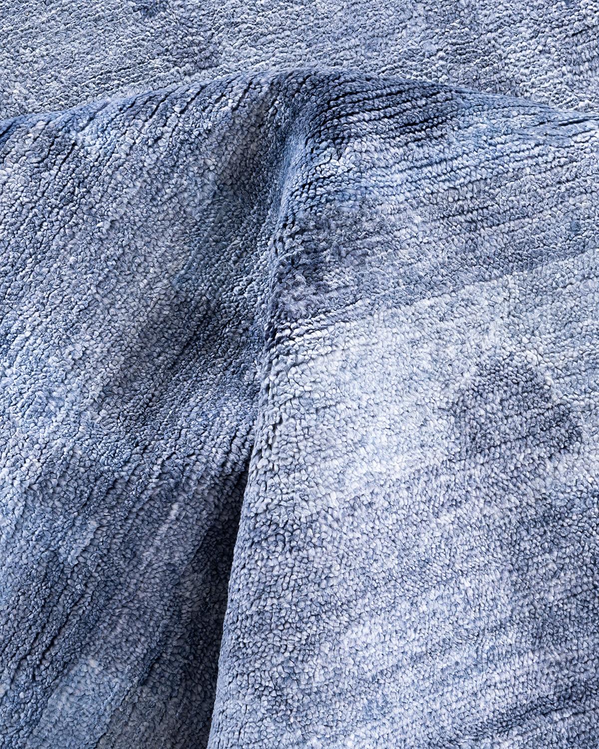 Contemporary Modern Hand Knotted Abstract Silk Gray Area Rug 9' 1