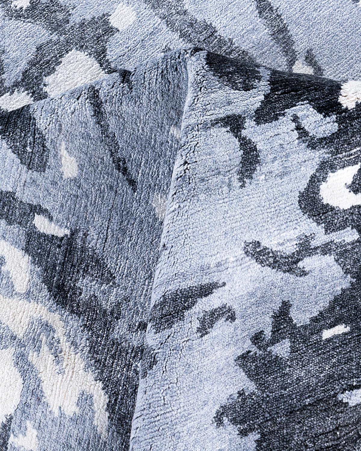 Alfombra de seda abstracta anudada a mano, moderna y contemporánea 9' 1