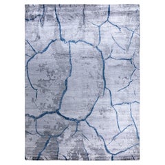 Contemporary Modern Hand Knotted Abstract Silk Gray Area Rug 9' 1" x 12' 1"