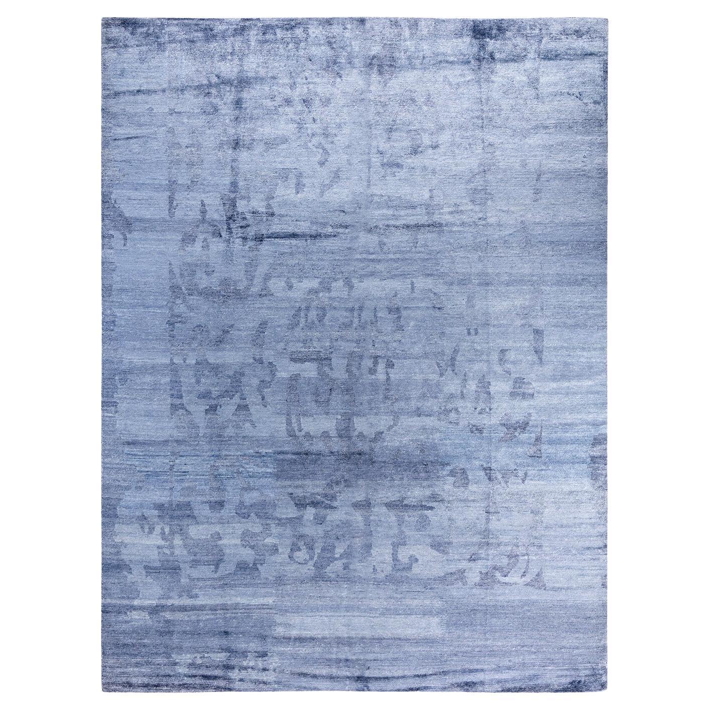 Contemporary Modern Hand Knoted Abstract Silk Gray Area Rugs 9' 1" x 12' 1"