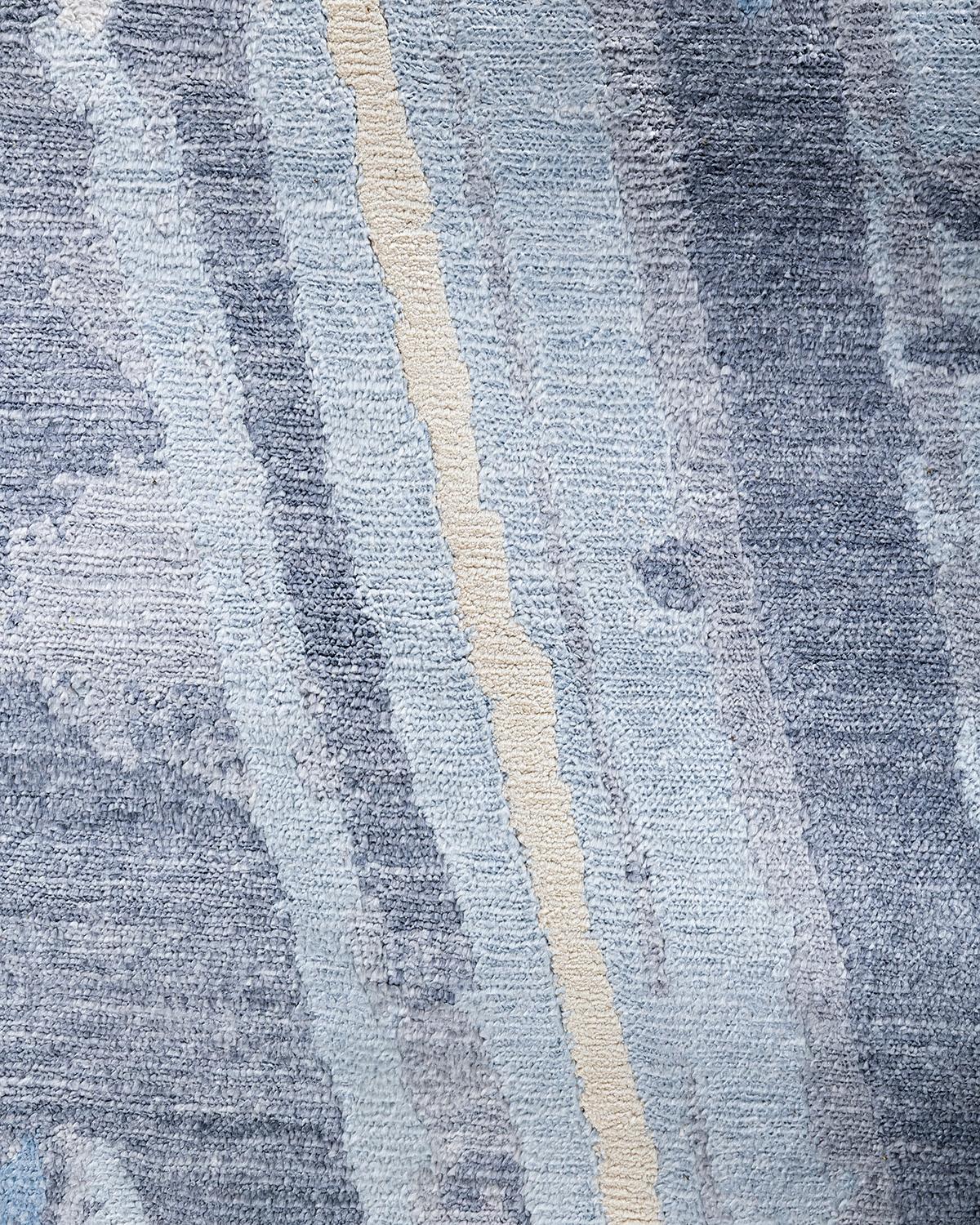 Alfombra de seda abstracta anudada a mano, moderna y contemporánea 9' 1