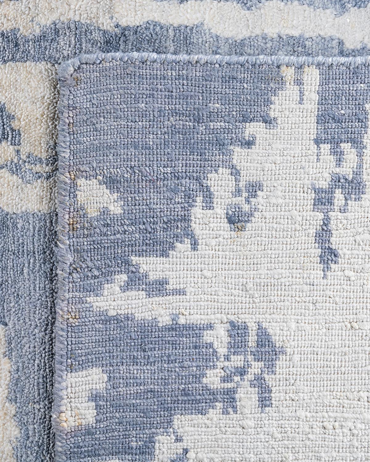 Contemporary Modern Hand Knoted Abstract Silk Gray Area Rugs 9' 1
