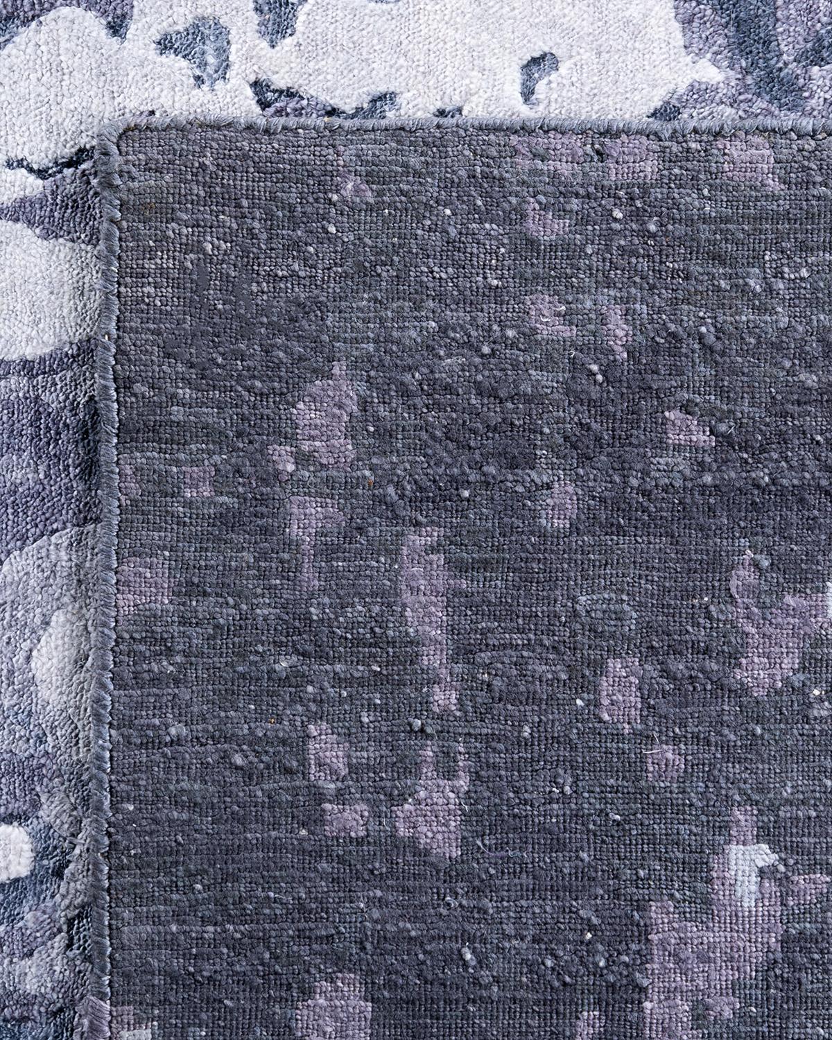 Contemporary Modern Hand Knotted Abstract Silk Gray Area Rug 9' 1