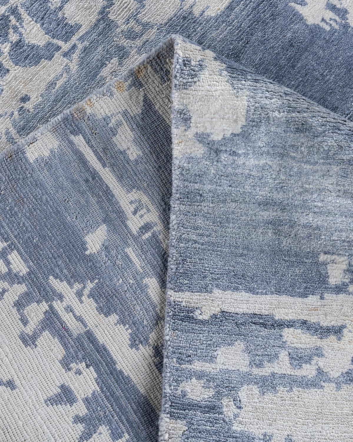 XXI secolo e contemporaneo Contemporary Modern Hand Knoted Abstract Silk Gray Area Rugs 9' 1