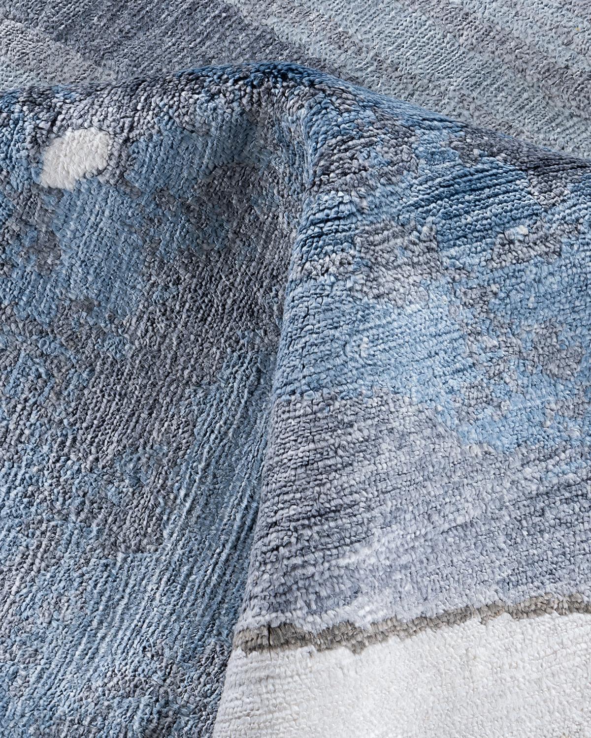 Alfombra de seda abstracta anudada a mano, moderna y contemporánea 9' 1