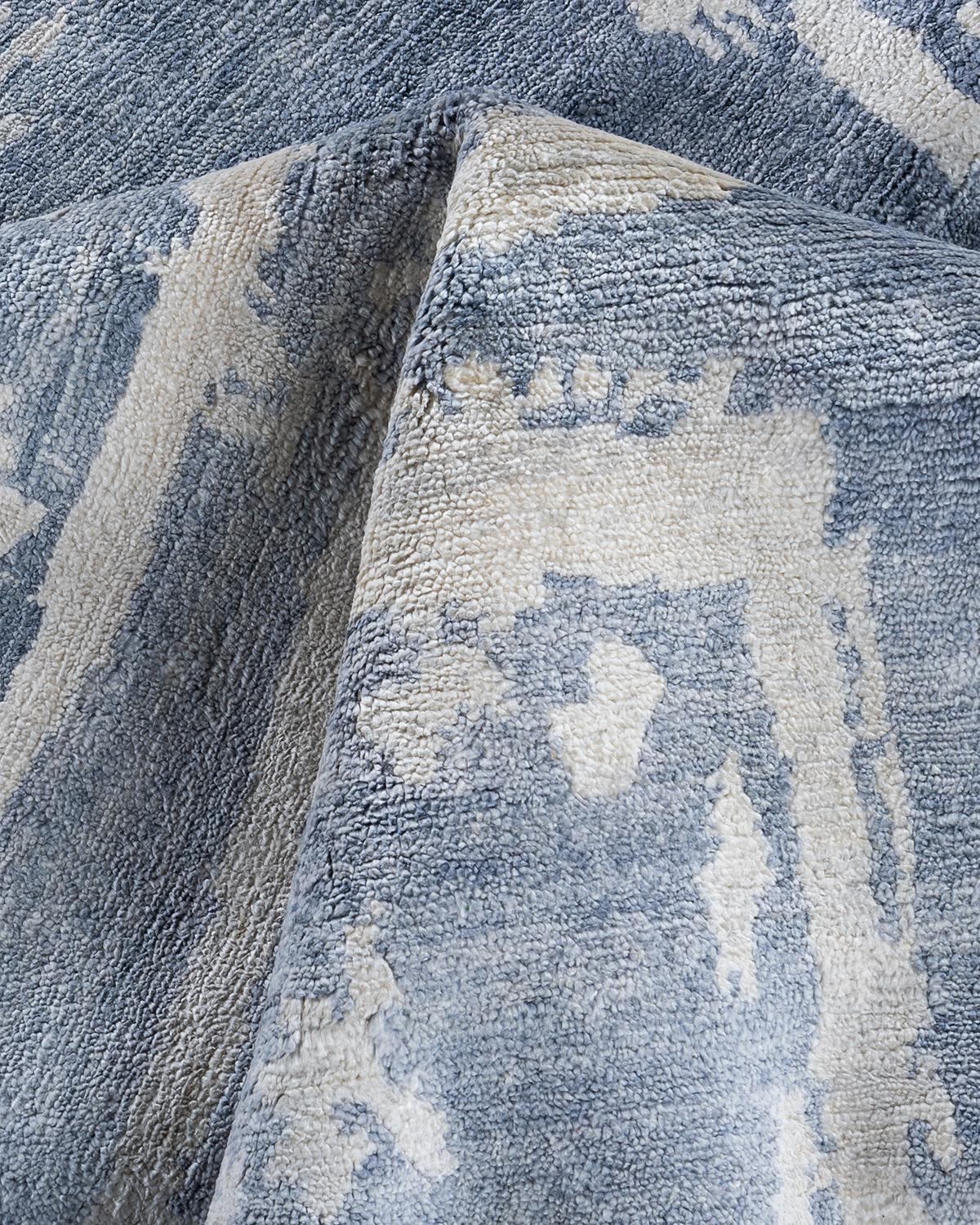 Seta Contemporary Modern Hand Knoted Abstract Silk Gray Area Rugs 9' 1