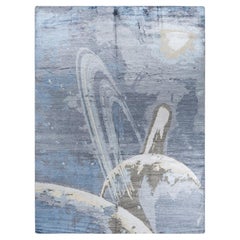 Contemporary Modern Hand Knotted Abstract Silk Gray Area Rug 9' 1" x 12' 2"