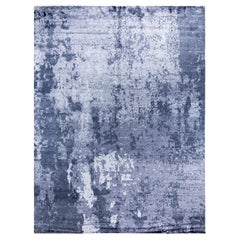 Contemporary Modern Hand Knotted Abstract Silk Gray Area Rug 9' 1" x 12' 2"