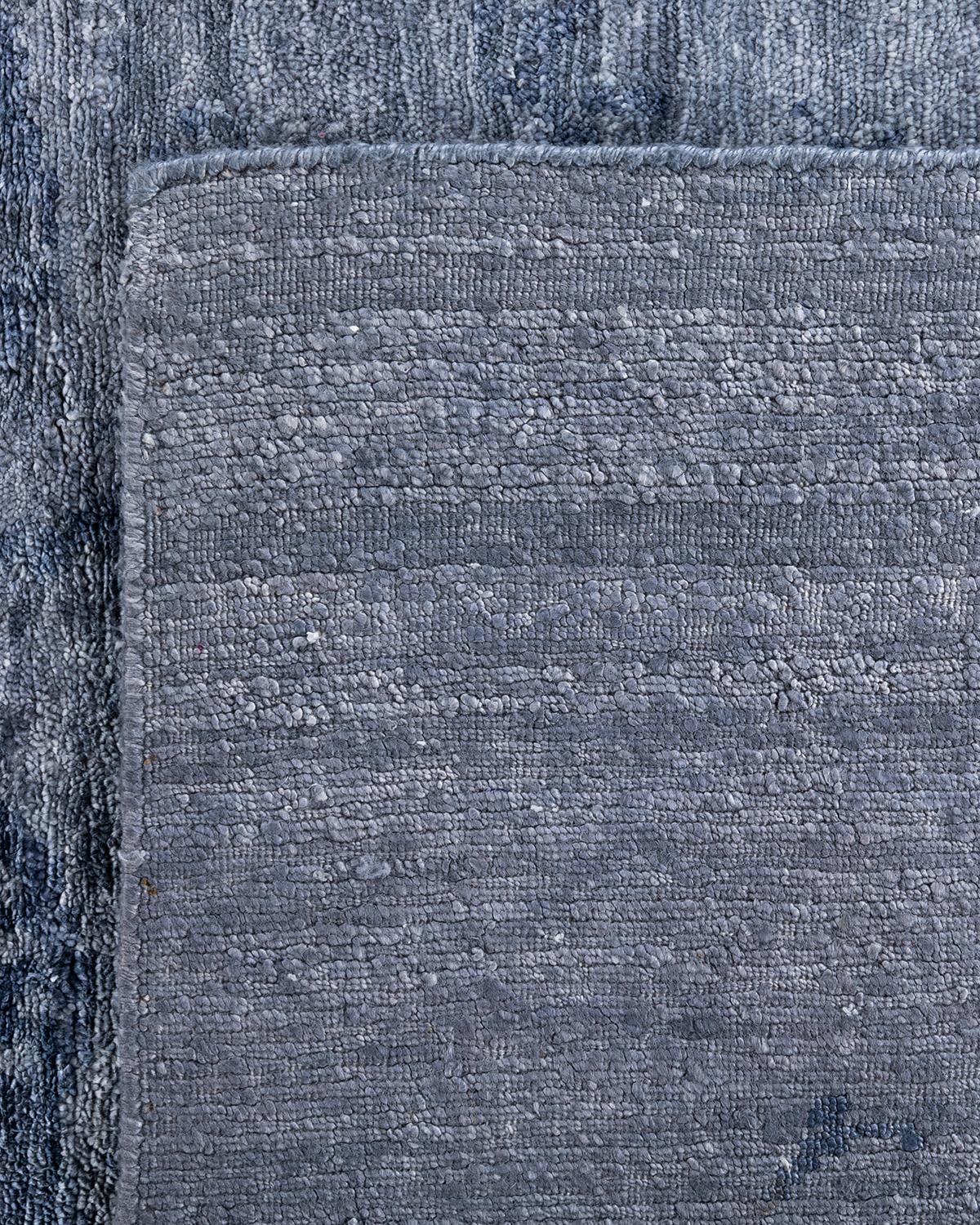 Contemporary Modern Hand Knotted Abstract Silk Gray Area Rugs 9' 1