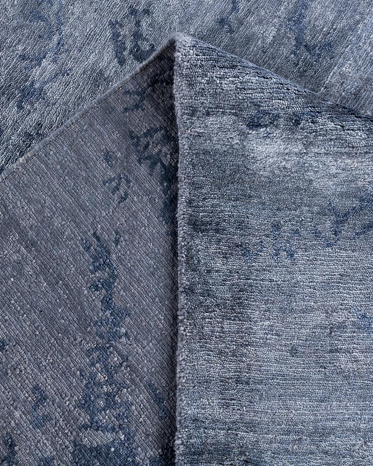 XXI secolo e contemporaneo Contemporary Modern Hand Knotted Abstract Silk Gray Area Rugs 9' 1