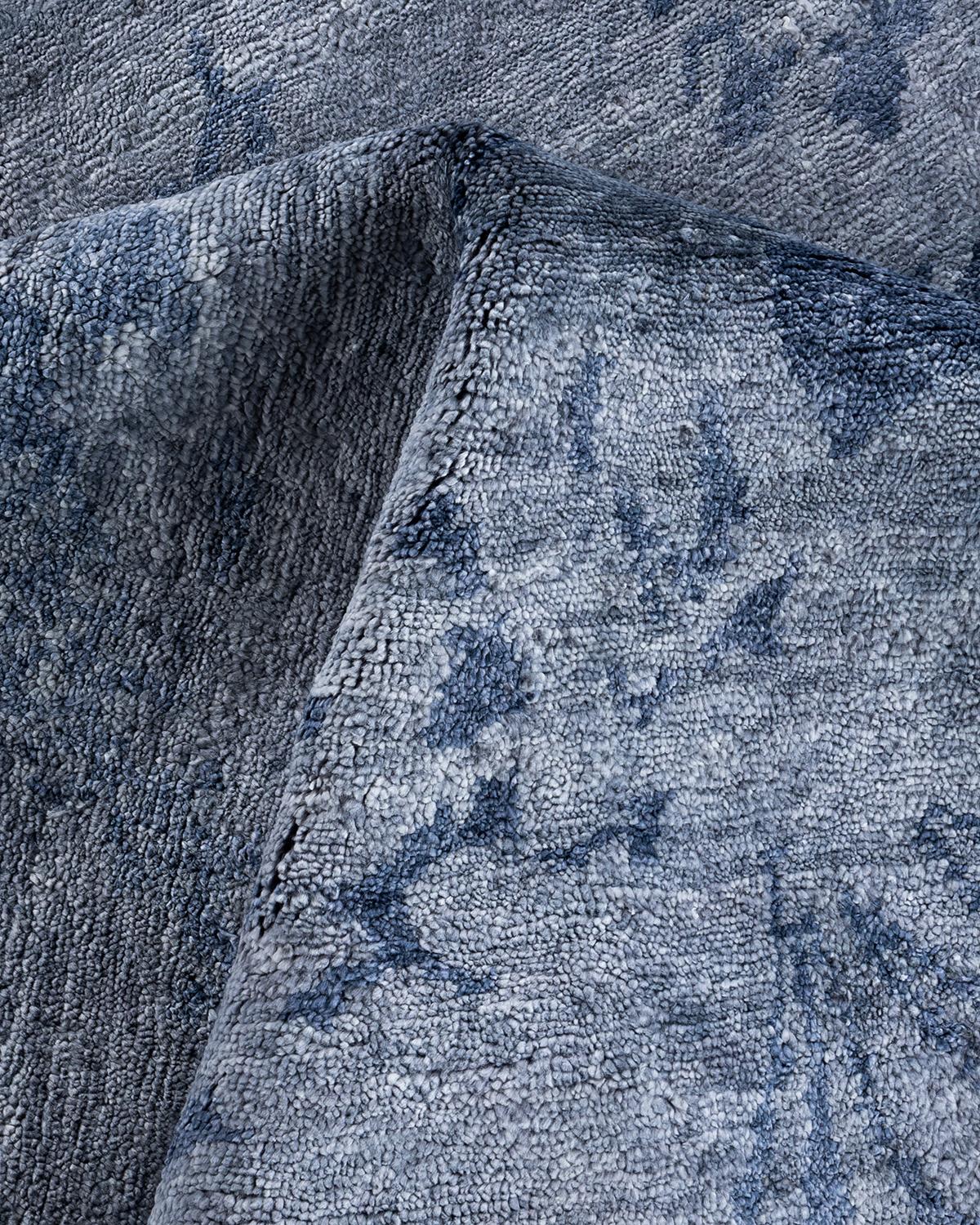 Seta Contemporary Modern Hand Knotted Abstract Silk Gray Area Rugs 9' 1