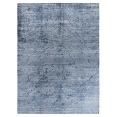 Contemporary Modern Hand Knotted Abstract Silk Gray Area Rug 9' 1" x 12' 3"