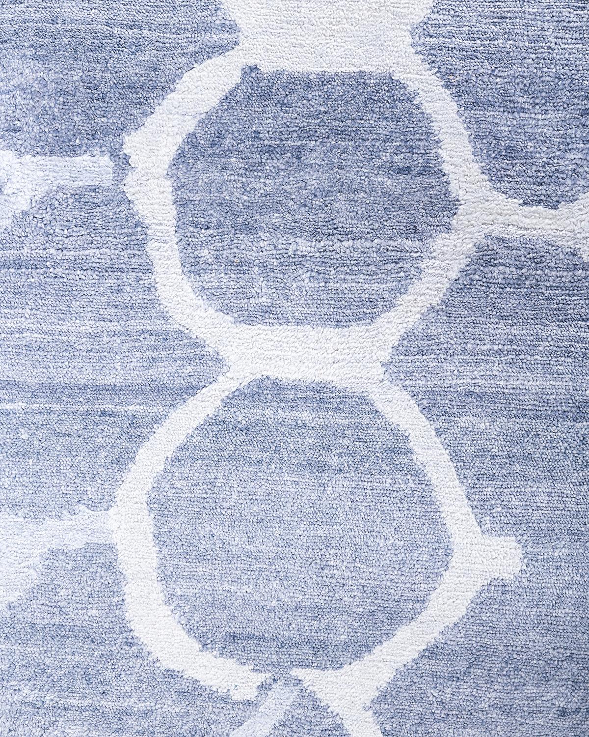 Contemporary Modern Hand Knotted Abstract Silk Gray Area Rug 9' 2