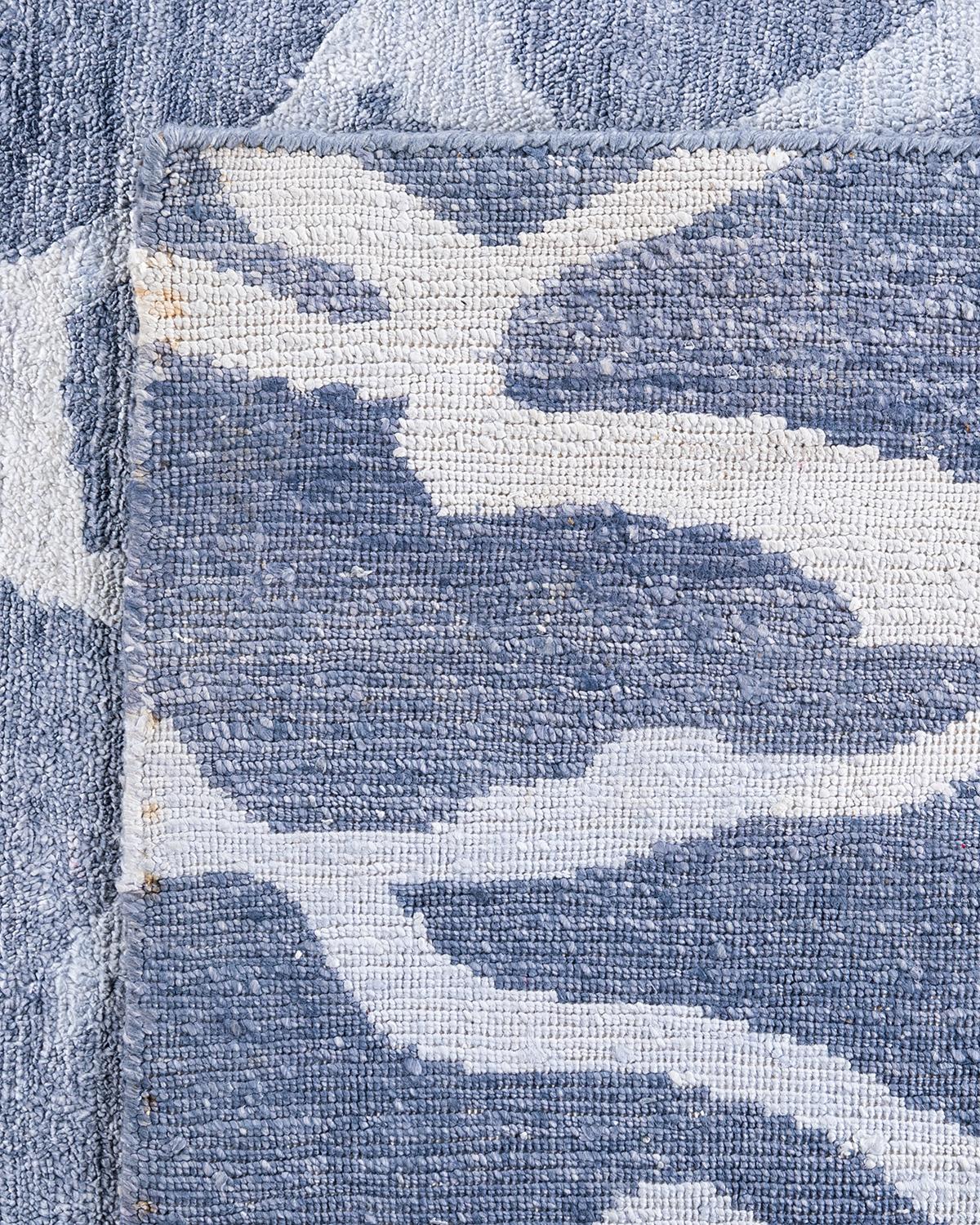 Contemporary Modern Hand Knotted Abstract Silk Gray Area Rug 9' 2
