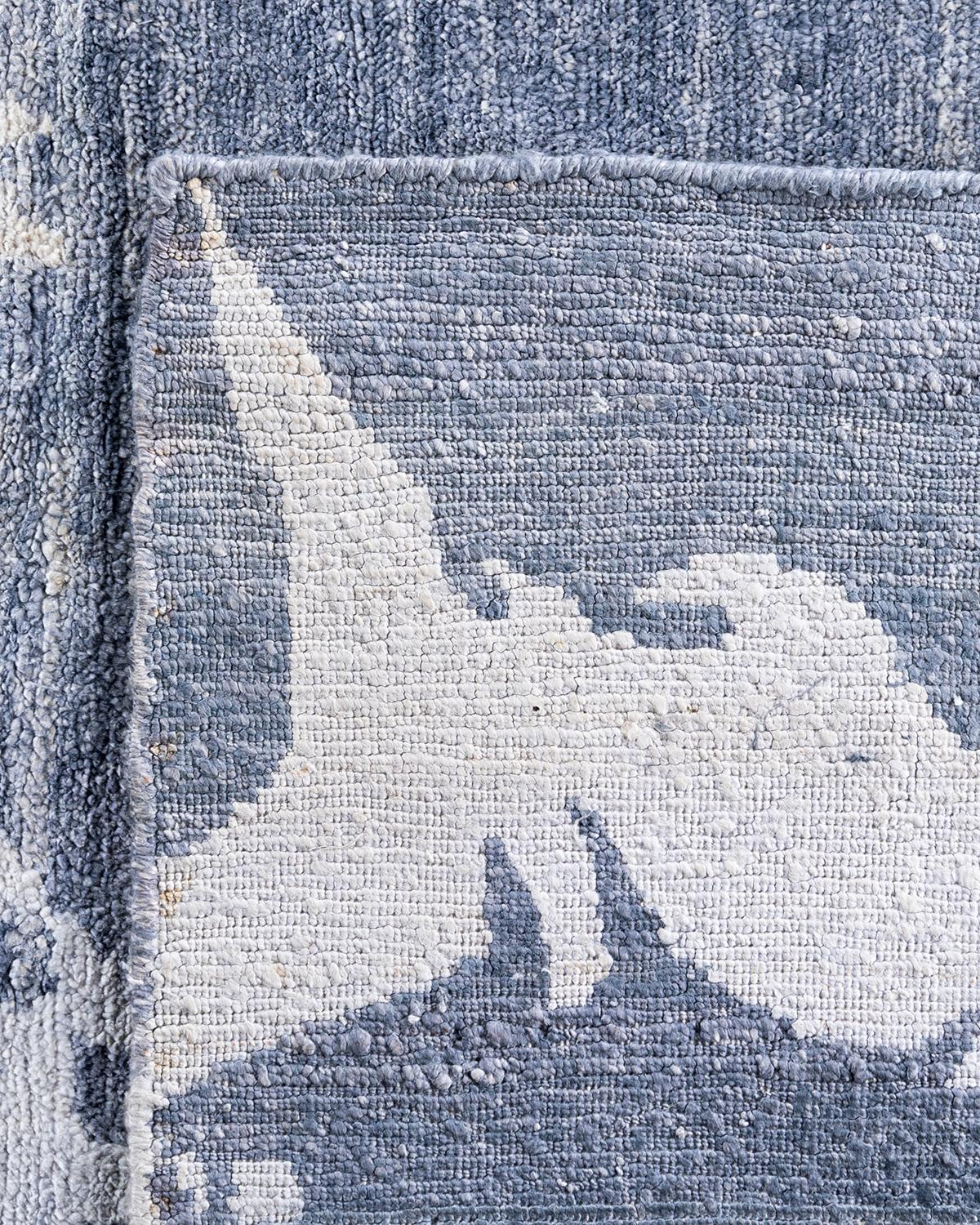 Tappeto moderno contemporaneo in seta astratta annodata a mano di colore grigio 9' 2