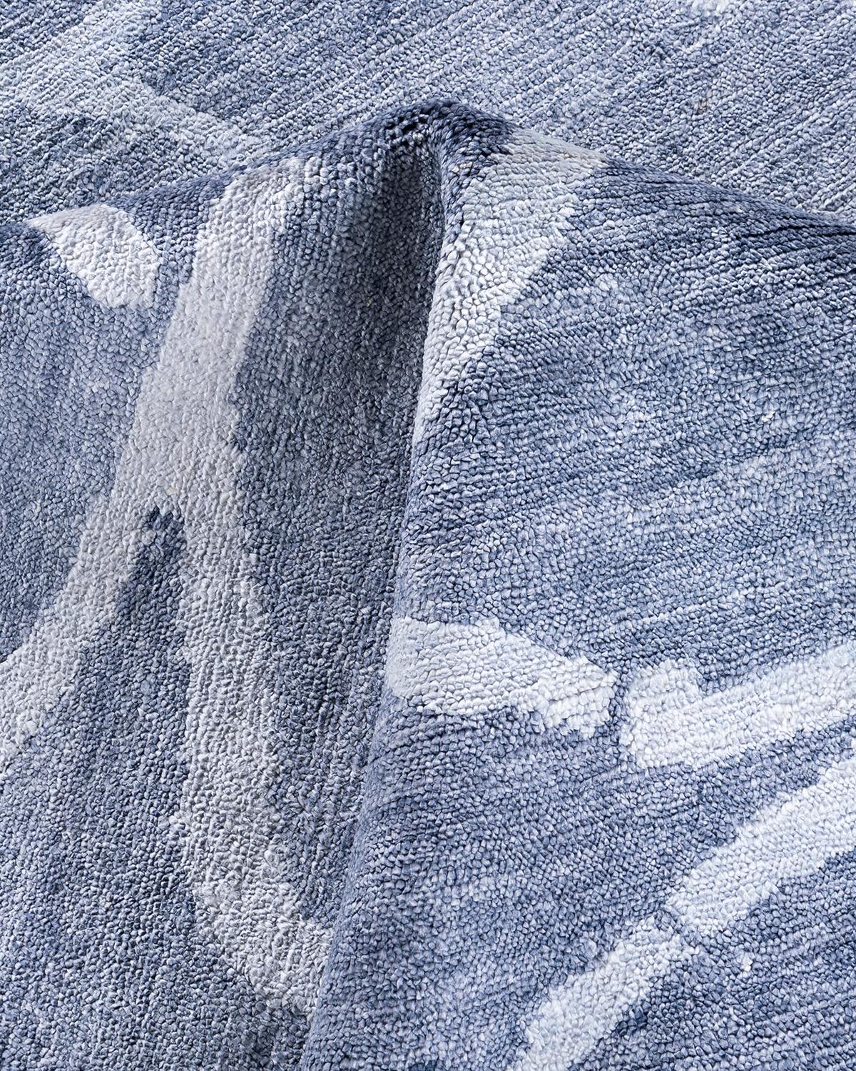 Contemporary Modern Hand Knotted Abstract Silk Gray Area Rug 9' 2