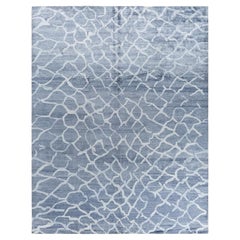 Contemporary Modern Hand Knotted Abstract Silk Gray Area Rug 9' 2" x 11' 10"