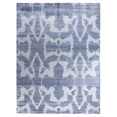 Tappeto moderno contemporaneo in seta astratta annodata a mano di colore grigio 9' 2" x 11' 10"