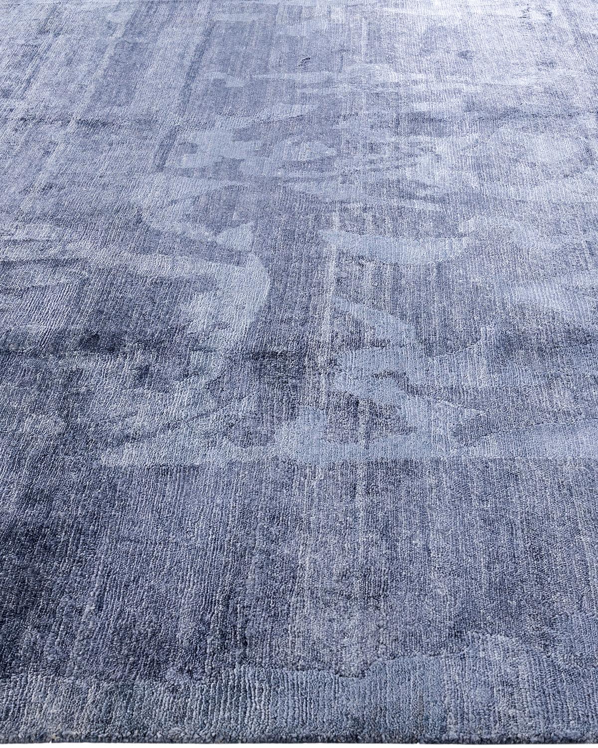 Annodato a mano Tappeto moderno e contemporaneo in seta astratta annodata a mano di colore grigio 9' 2