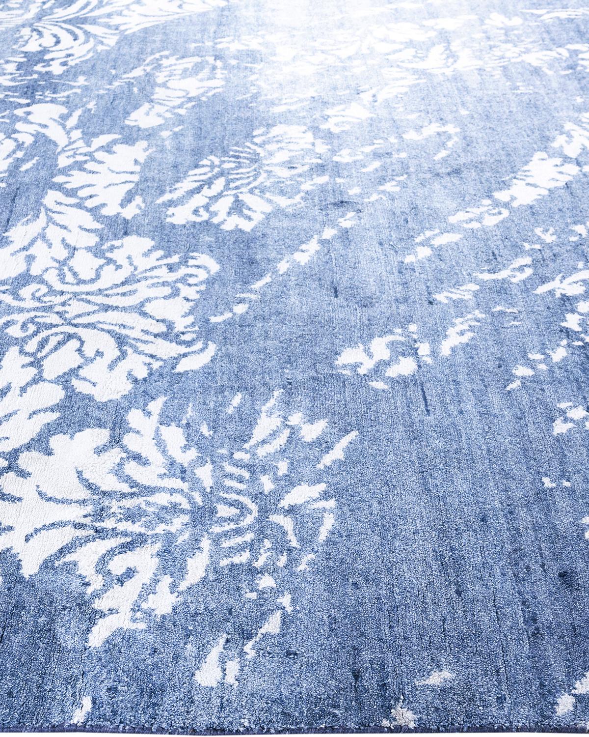 Alfombra de seda abstracta anudada a mano, moderna y contemporánea 9' 2