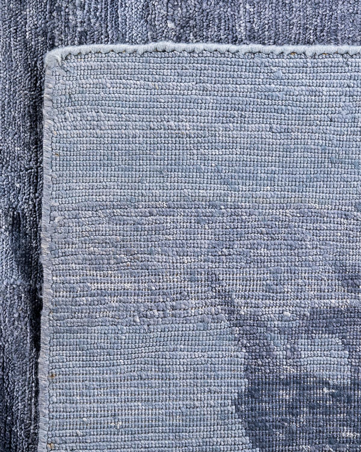 Tappeto moderno e contemporaneo in seta astratta annodata a mano di colore grigio 9' 2