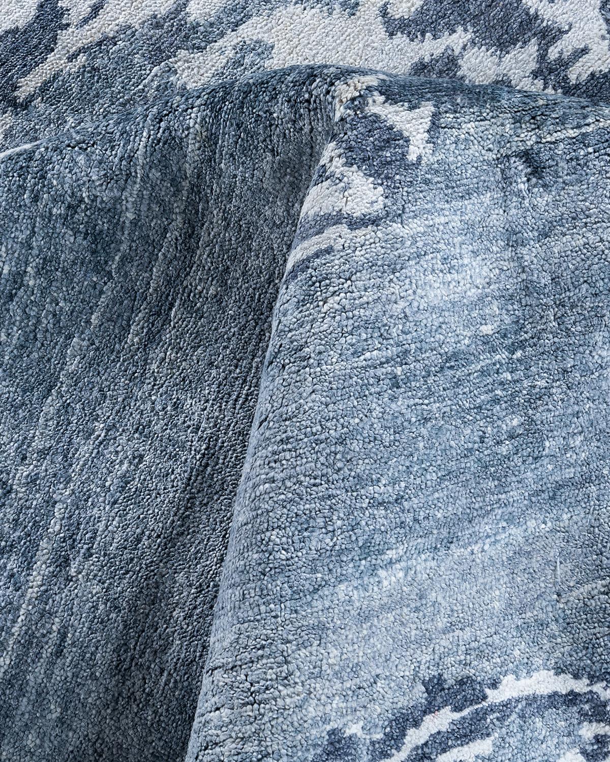 Seta Tappeto moderno e contemporaneo in seta astratta annodata a mano di colore grigio 9' 2