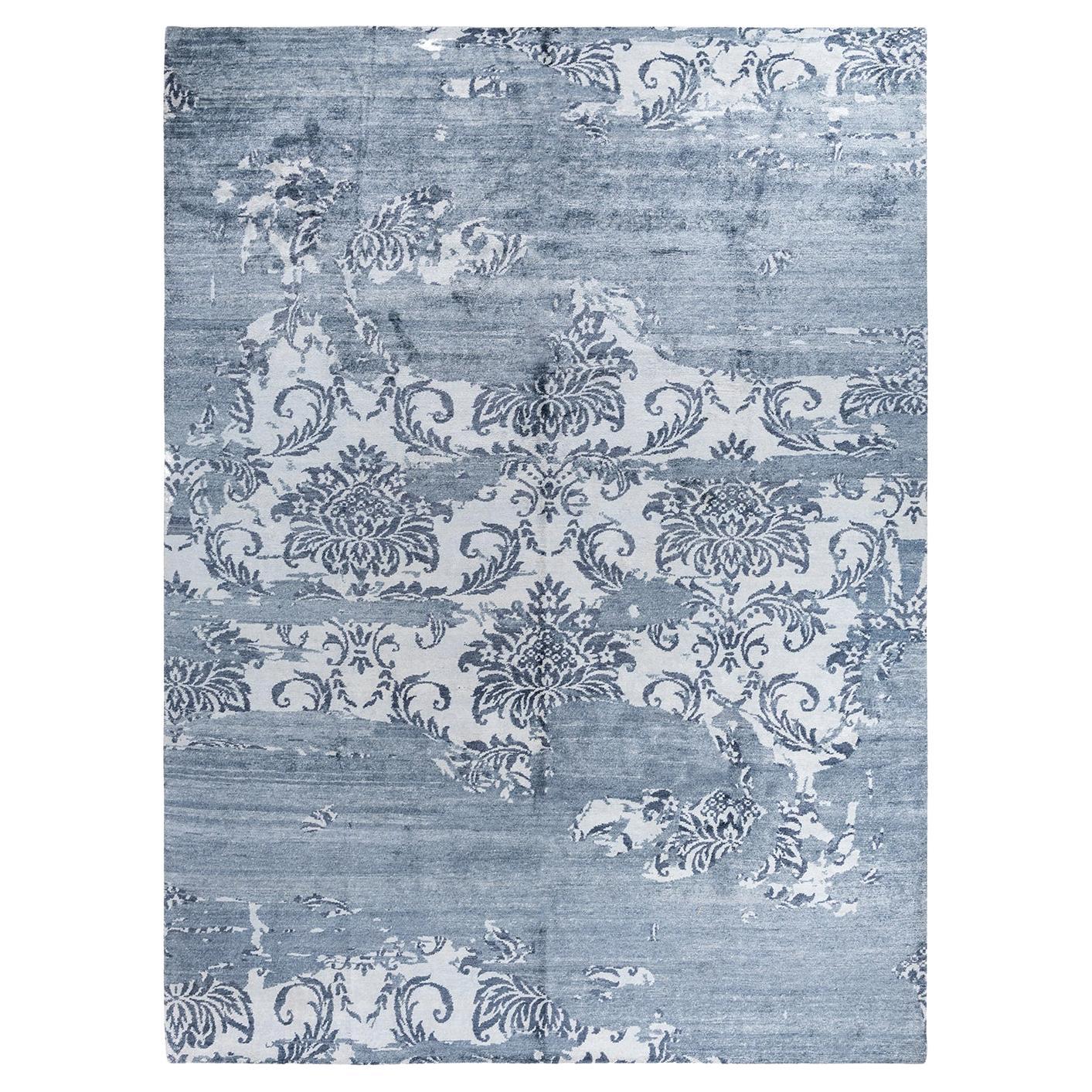 Tappeto moderno e contemporaneo in seta astratta annodata a mano di colore grigio 9' 2" x 12' 0"