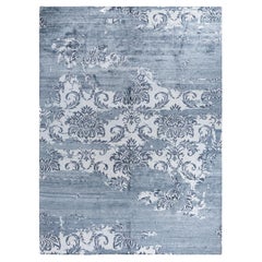 Contemporary Modern Hand Knotted Abstract Silk Gray Area Rug 9' 2" x 12' 0"