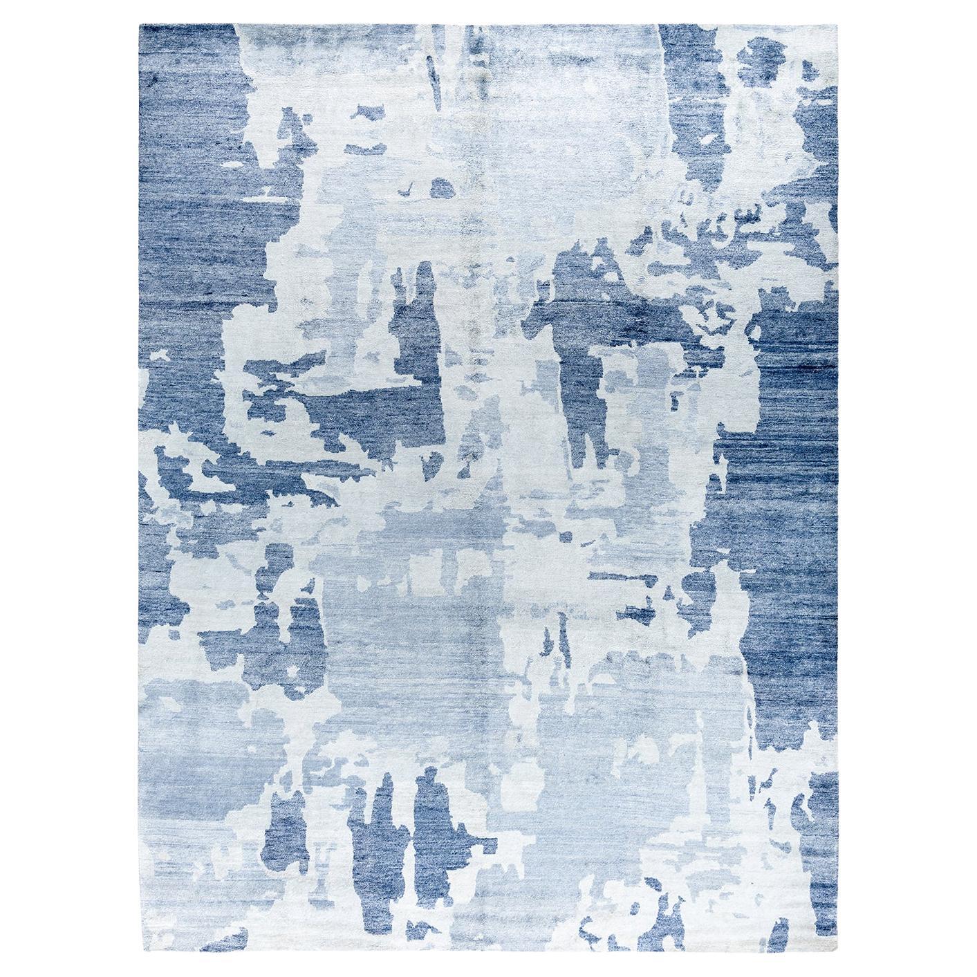 Contemporary Modern Hand Knotted Abstract Silk Gray Area Rug 9' 2" x 12' 0"