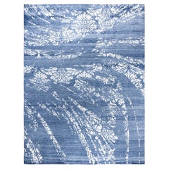 Tappeto moderno e contemporaneo in seta astratta annodata a mano di colore grigio 9' 2" x 12' 0"