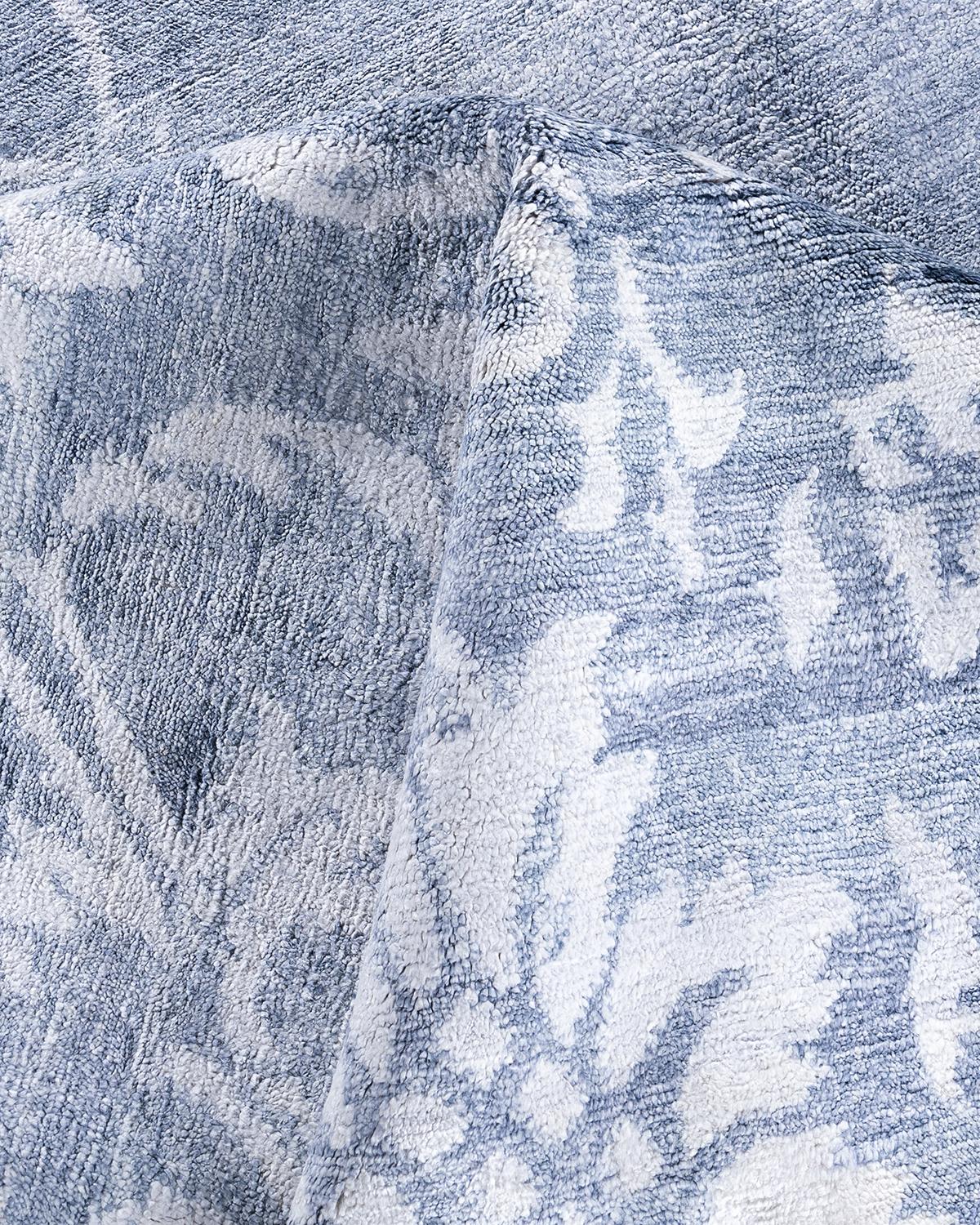 Seta Tappeto moderno contemporaneo in seta astratta annodata a mano di colore grigio 9' 2