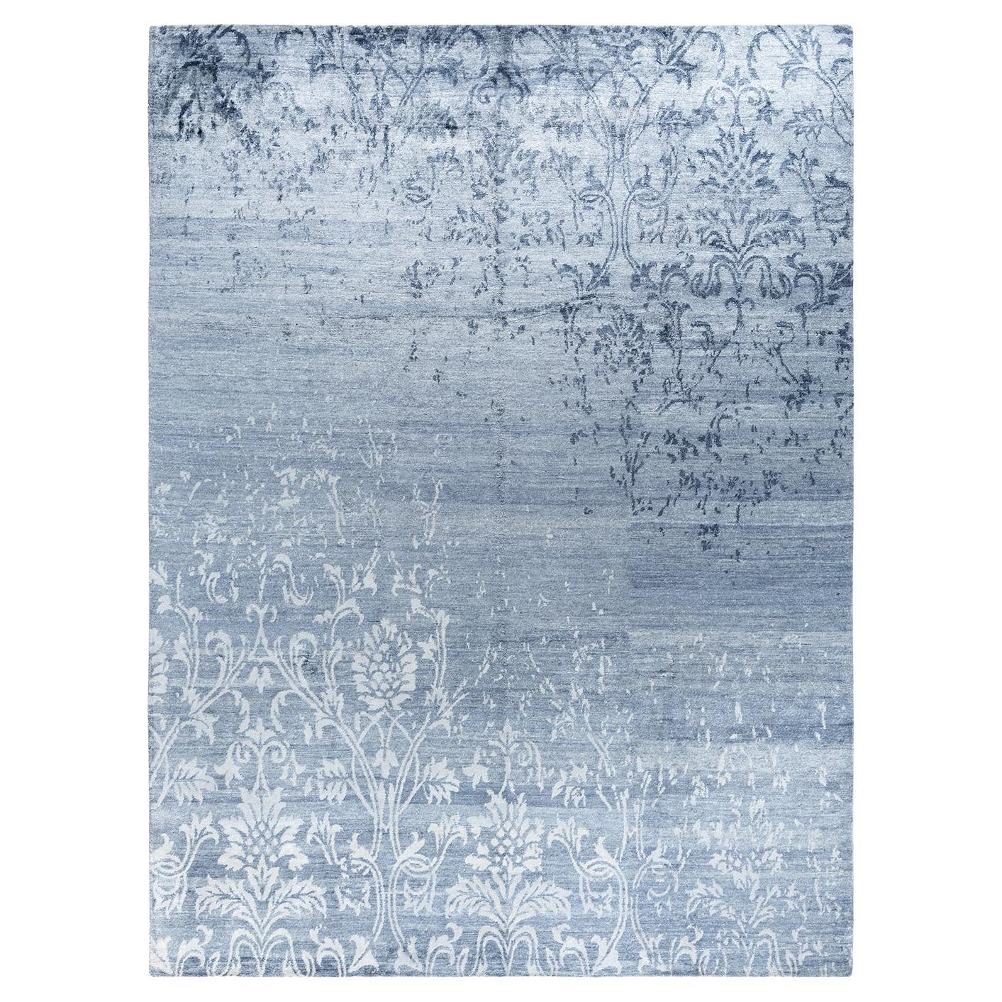 Contemporary Modern Hand Knotted Abstract Silk Gray Area Rug 9' 2" x 12' 2"