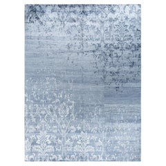 Contemporary Modern Hand Knotted Abstract Silk Gray Area Rug 9' 2" x 12' 2"