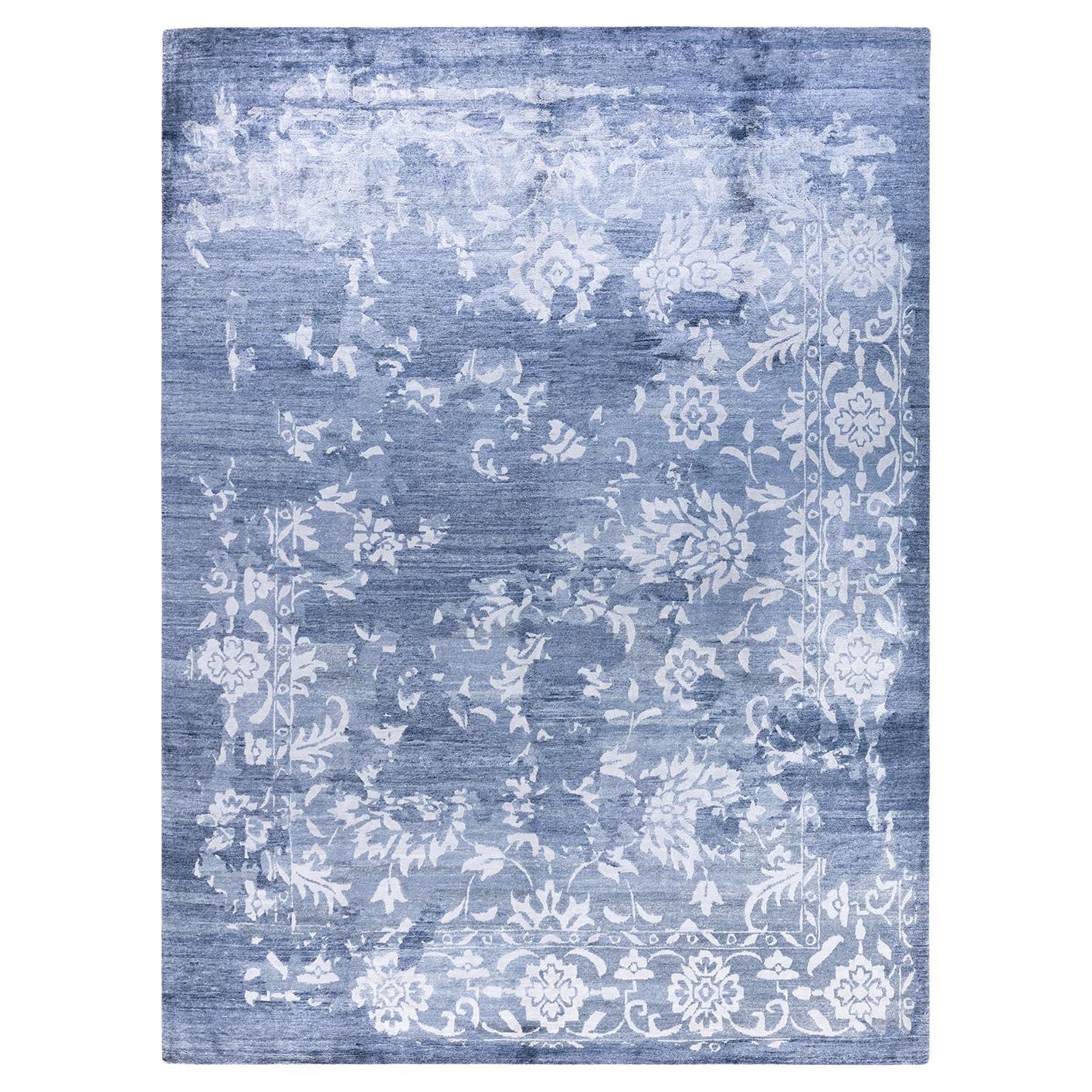 Contemporary Modern Hand Knotted Abstract Silk Gray Area Rug 9' 2" x 12' 2"